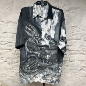 BillionBay Dragon All Over Print Design Rage Rave Shirt Relaxed Fir Vintage Y2K